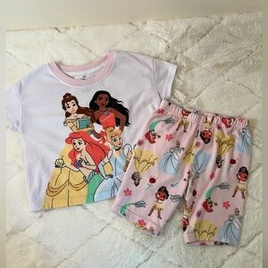 Disney Princess Pajama Set | Girls Size 8 | Belle Ariel Cinderella Moana